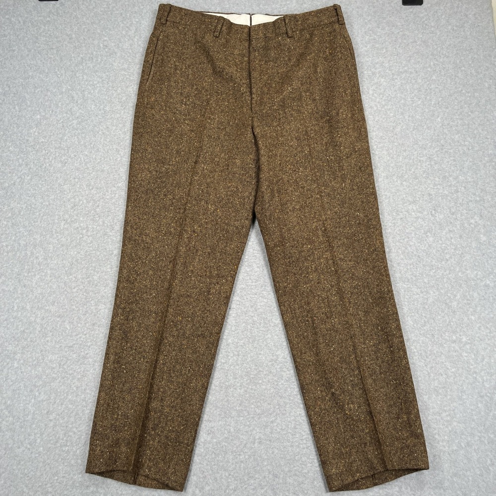 Ben Silver Pants Mens 36 (35x29.5) Brown Tweed Wool Hand Tailored USA Trousers